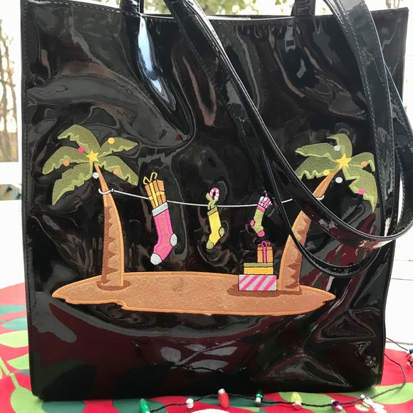 Holiday tote Liz Claiborne holiday resort bag purse graphic resort wear - Picture 2 of 12